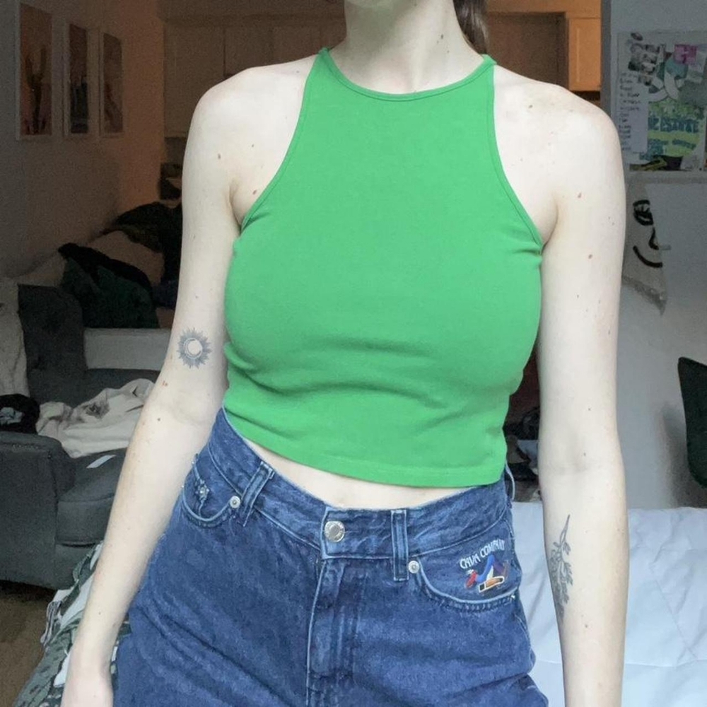 Zara Green Crop Tank Top